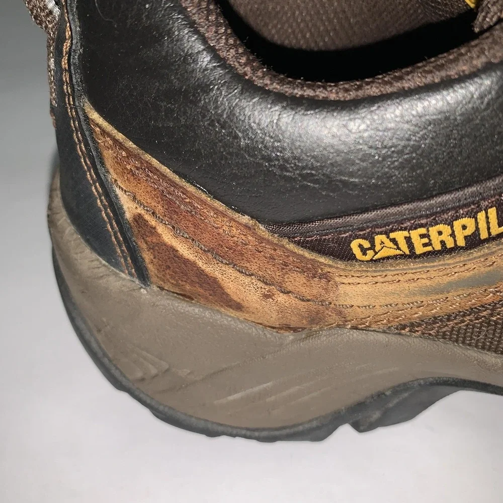 Caterpillar Argon Boots Mens 8.5 Leather Safety Toe Work Slip Resistant P89957
